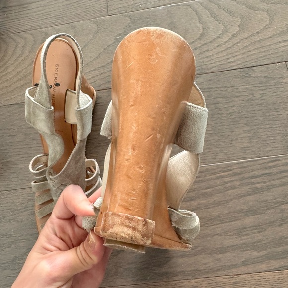 Sigerson morrison wedge sandals in suede and leather - Picture 6 of 7